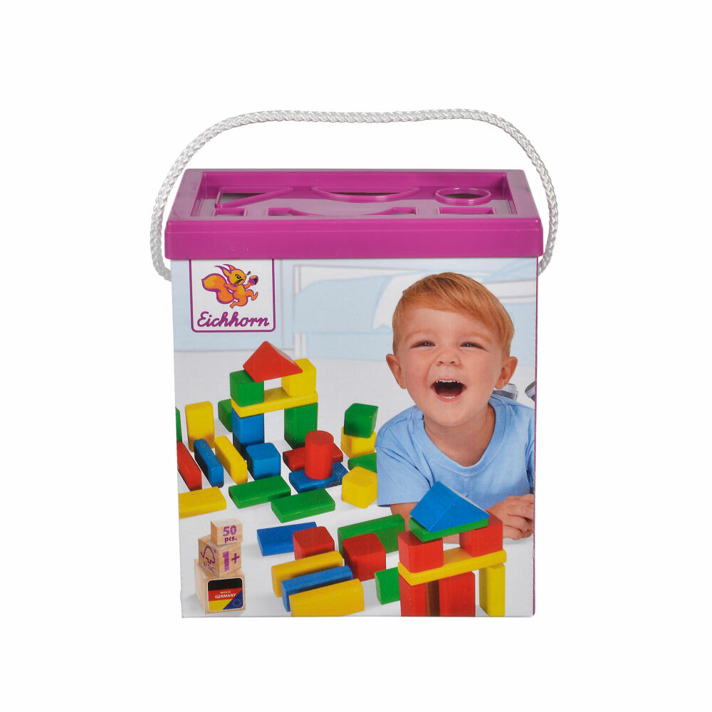 Eichhorn Colorful Wooden Building Blocks, 50 pcs., Building Blocks, Construction Toys, Wooden Toys, Wooden Toys, 100050161