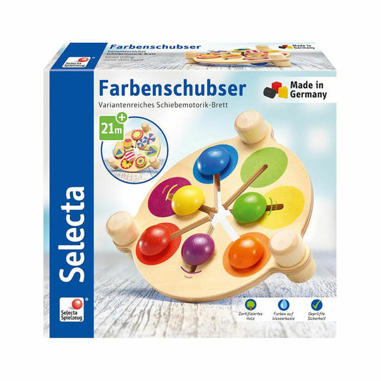 Selecta toy color pusher, motor skills, toddler game, toddler toy, wood, 19 cm, 62013