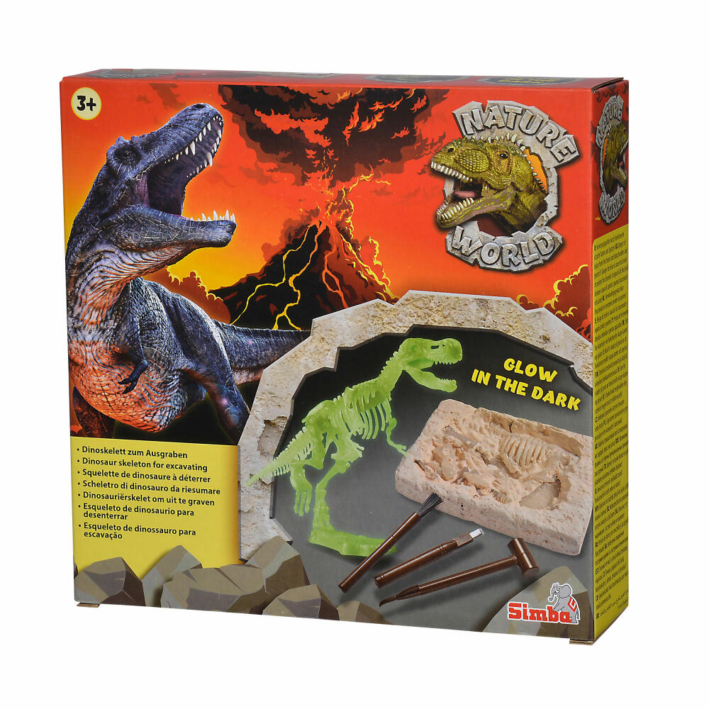 Simba Glow In The Dark T-Rex Excavation Set, Dinosaur, Dino Skeleton, Excavation, Toy, from 3 Years, 104342403