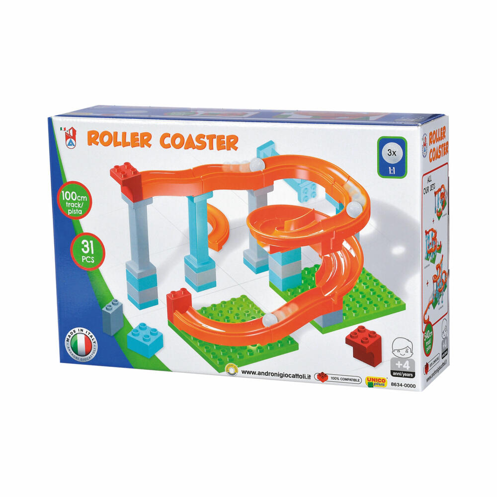 Androni Kugelbahn, 31-tlg., Roller Coaster, Kugel Bahn, Murmelbahn, Kinder, Spielzeug, ab 4 Jahre, 104114485