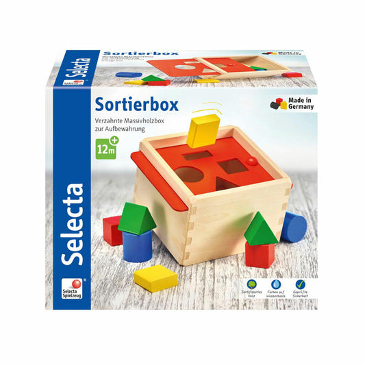 Selecta toy sorting box, sorting box, plug-in box, motor skills, toddler game, toddler toy, wood, 14 cm, 62005