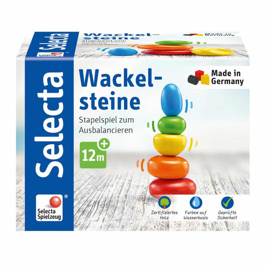 Selecta toy wobbling stones, wobbling stones, toddler game, toddler toy, wood, 6 cm, 62009