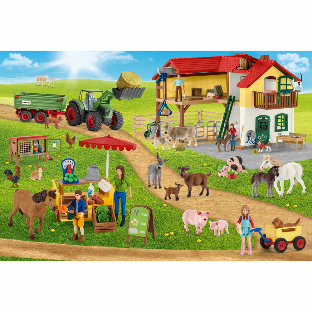 Schmidt Spiele Schleich Farm World Farm and Farm Shop, with figure, children's puzzle, children's puzzle, children's puzzles, 100 pieces, 56404