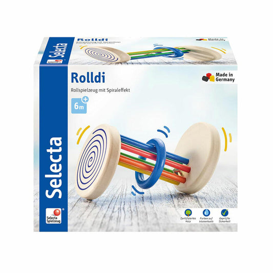 Selecta Spielzeug Rolldi, rolling toy with spiral effect, baby game, baby toy, game, wood, 15 cm, 61001