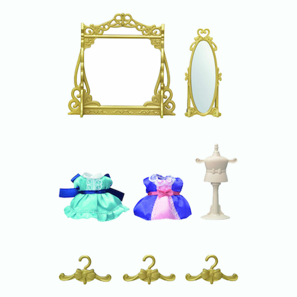 Sylvanian Families Town Series Fashion Clothes Rack Set, Dresses, Mirror, Outfit, Clothing, 6013