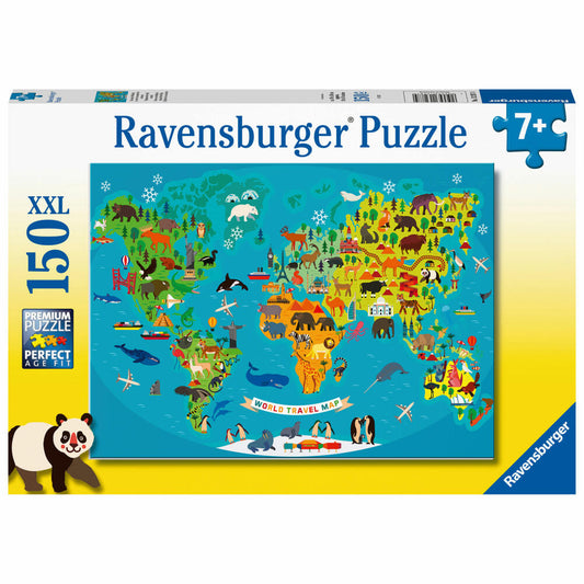 Ravensburger Animal World Map, Children's Puzzle, Children's Puzzle, 150 Pieces, 13287