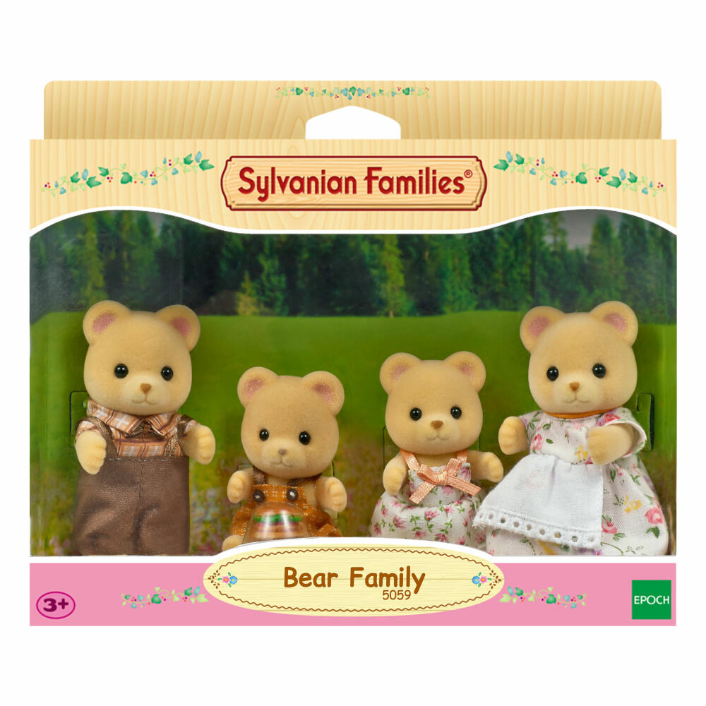 Sylvanian Families Bear Family Furry Mother, Father, Child, Bear, Play Figures, Figures, L5059