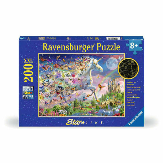 Ravensburger Children's Puzzle Glowing Butterfly Unicorn, 200 XXL pieces, 12000872