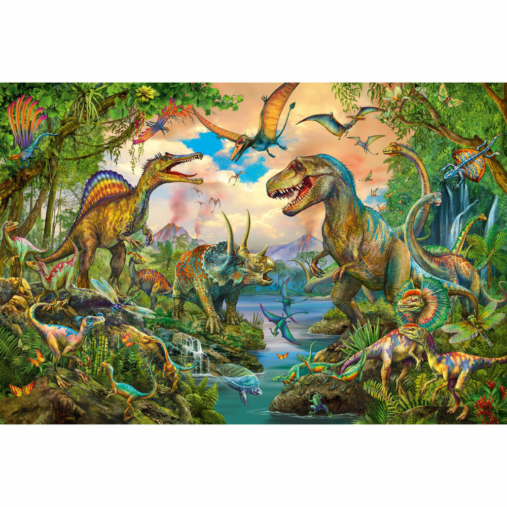 Schmidt Spiele Kinderpuzzle Wilde Dinos, Standard, Kinder Puzzle, mit Dinosaurier Tattoos, 150 Teile, Ab 6 Jahre, 56333