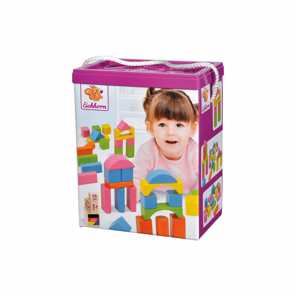Eichhorn Colorful Wooden Building Blocks, 75 pcs., Building Blocks, Construction Toys, Wooden Toys, Wooden Toys, 100088011