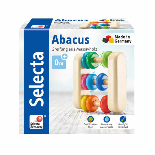 Selecta Toy Abacus, Rattle, Baby Game, Baby Toy, Baby Game, Wood, 8 cm, 61033