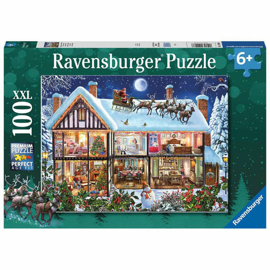 Ravensburger Kinderpuzzle Weihnachten zu Hause, Puzzle mit XXL-Teilen, 100 XXL Teile, 12996
