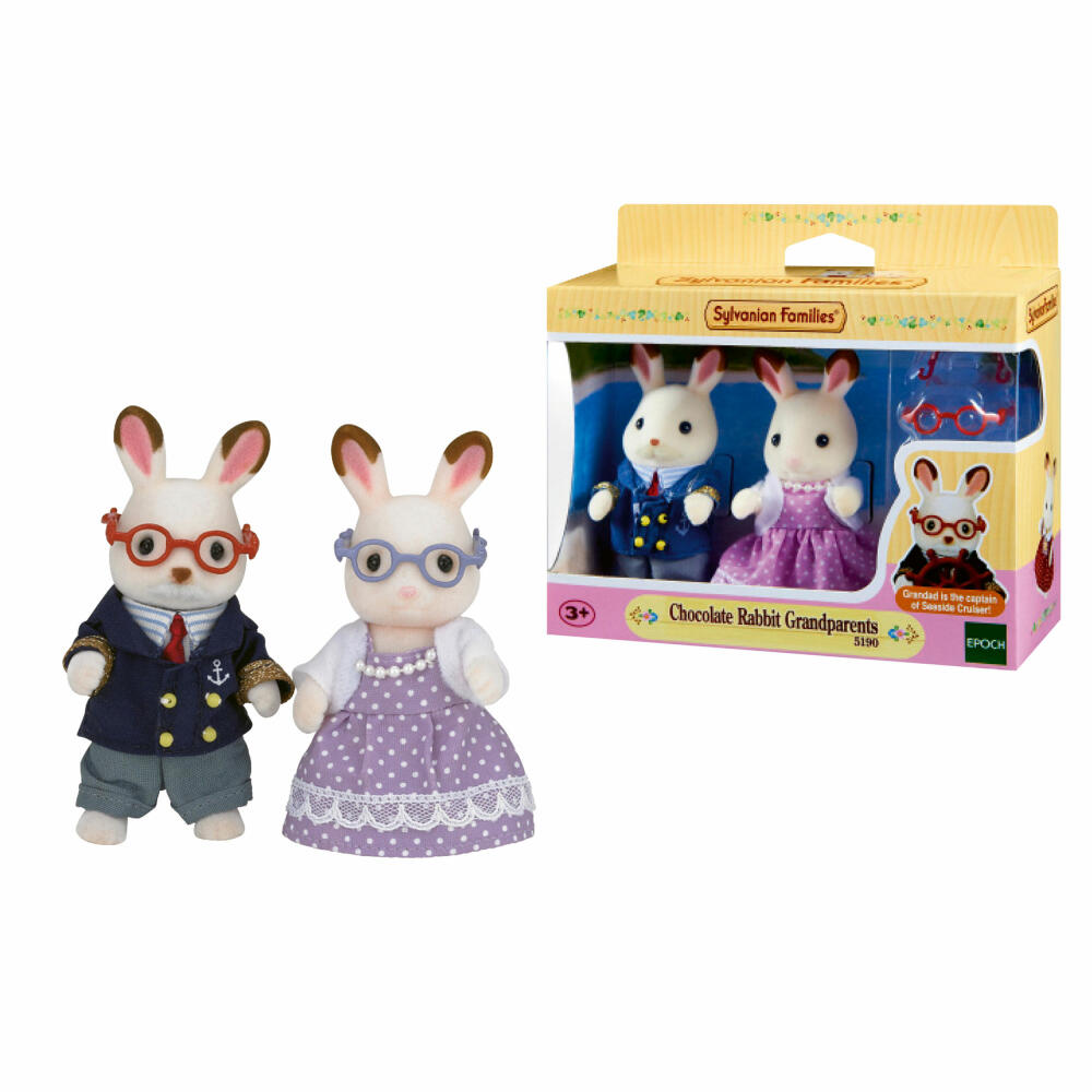 Sylvanian Families Chocolate Bunny Grandparents, Family, Toy Figure, Play Figure, Grandma, Grandpa, Bunny, 5190