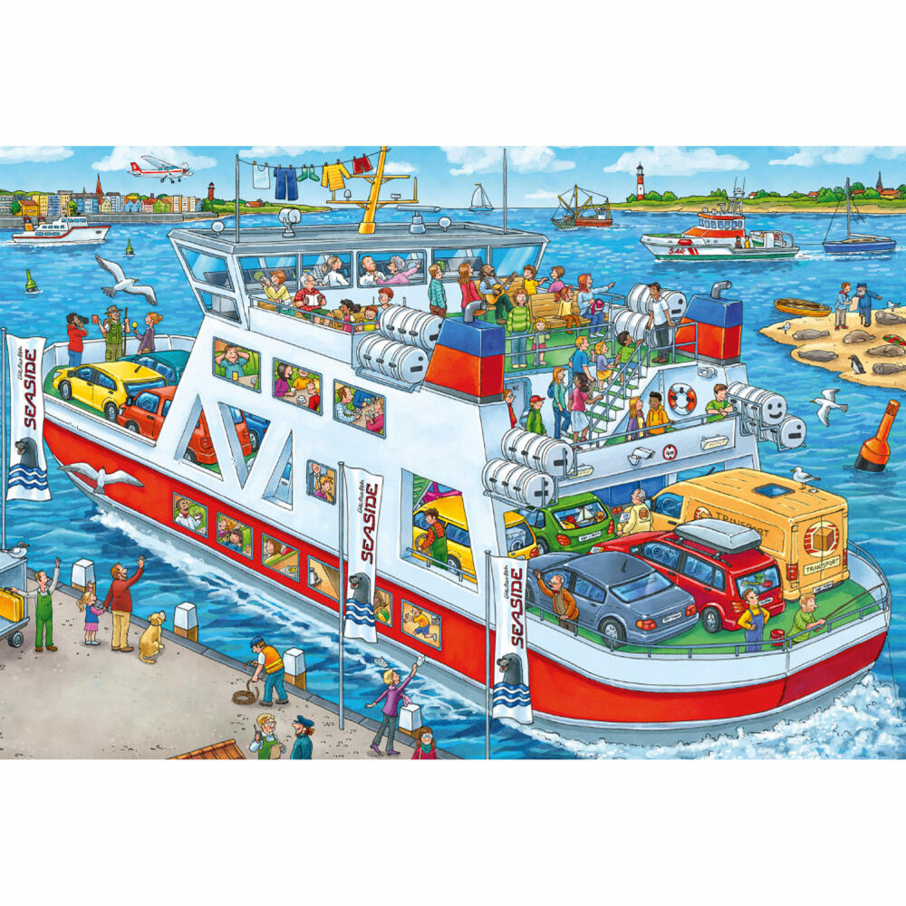 Schmidt Spiele Wo ist das kleine Segelboot?, Kinderpuzzle, Kinder Puzzle, Kinderpuzzles, 3 x 24 Teile, 56418