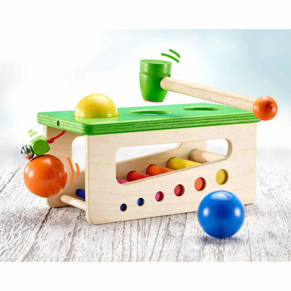 Selecta Spielzeug Battino Knocking Bench, Motor Skills, Toddler Game, Toddler Toy, Wood, 22 cm, 62017