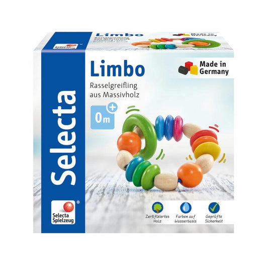 Selecta Toy Limbo Grasping Toy, Rattle, Baby Game, Baby Toy, Game, Wood, 9 cm, 61011