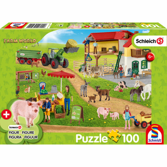 Schmidt Spiele Schleich Farm World Farm and Farm Shop, with figure, children's puzzle, children's puzzle, children's puzzles, 100 pieces, 56404