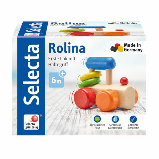 Selecta Spielzeug Rolina Lok-Greifling, Grasping Toy, Baby Game, Baby Toy, Wood, 8.5 cm, 61028
