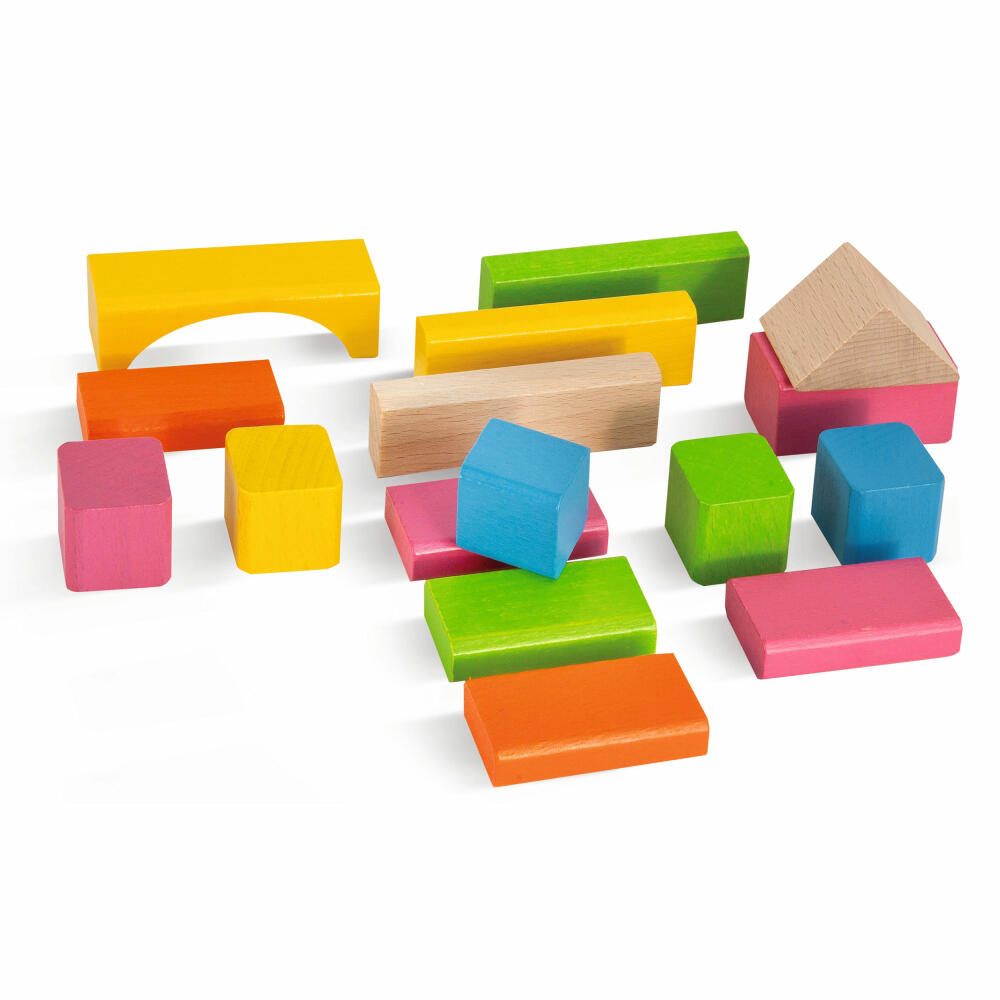 Eichhorn Natural and Colorful Wooden Building Blocks, 60 pcs., Building Blocks, Wooden Stones, Building Blocks, Wooden Blocks, Wood, 100088021