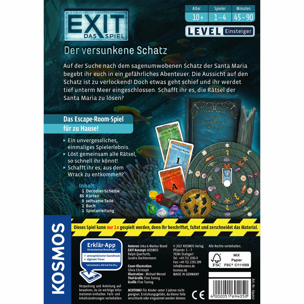 KOSMOS Exit - The Game - The Sunken Treasure, Escape Game, Game, Level Beginner, from 10 years, 694050