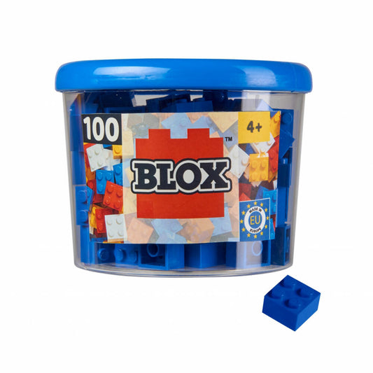 Simba Blox 100 Blaue 4er Steine in Dose, Bausteine, Klemmbausteine, Spielzeug, kompatibel mit bekannten Spielsteinen, 100 Stück, 104114112