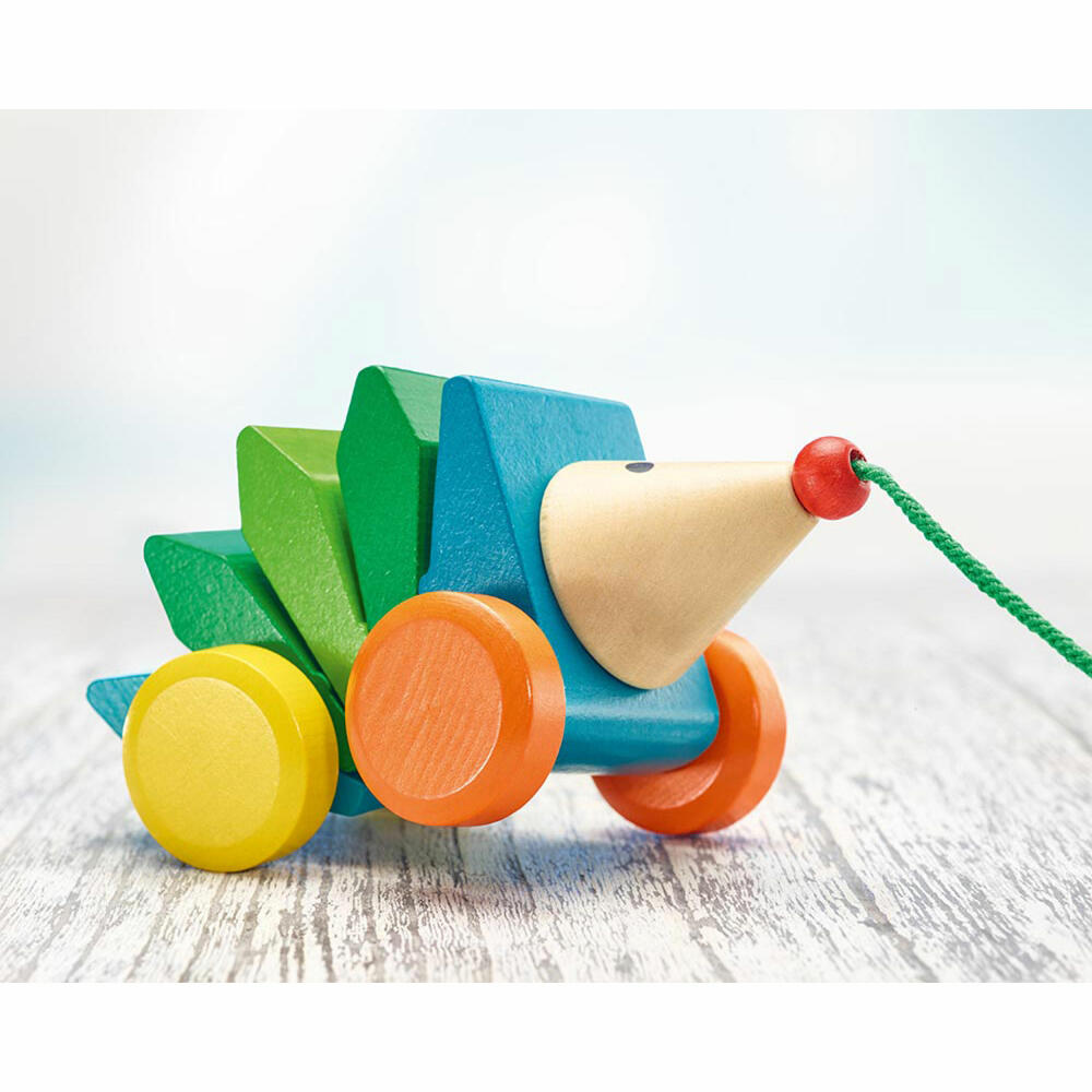 Selecta Spielzeug Kasper Klip-Klap Pull-Along Hedgehog, Push Toy, Toddler Game, Toddler Toy, Wood, 16 cm, 62022