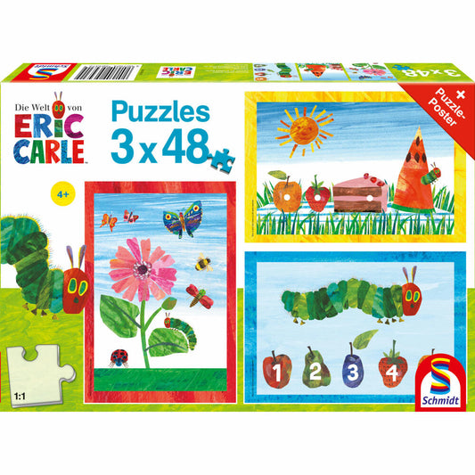 Schmidt Spiele The World of the Very Hungry Caterpillar, Children's Puzzle, Children's Puzzles, 3 x 48 pieces, 56431