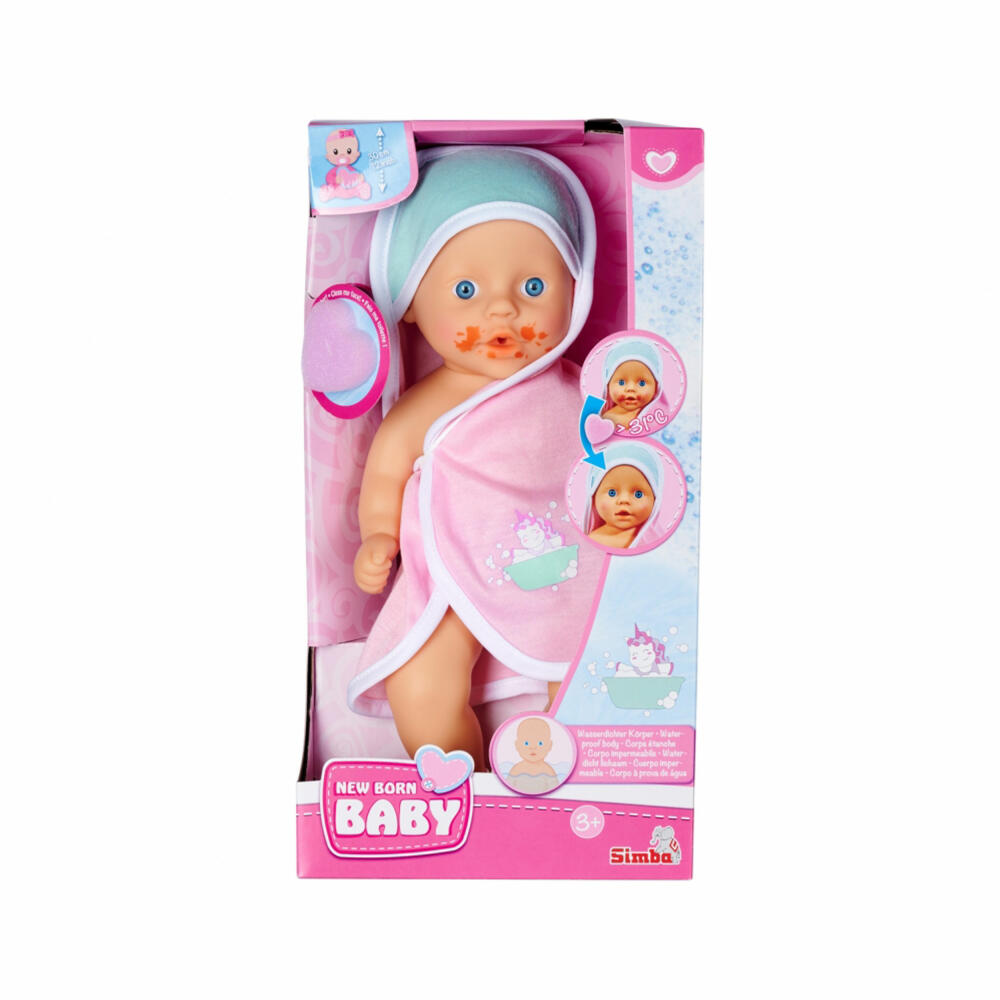 Simba New Born Baby Dreckspatz Bath Doll, Doll, Baby Doll, Waterproof Body, 105030006