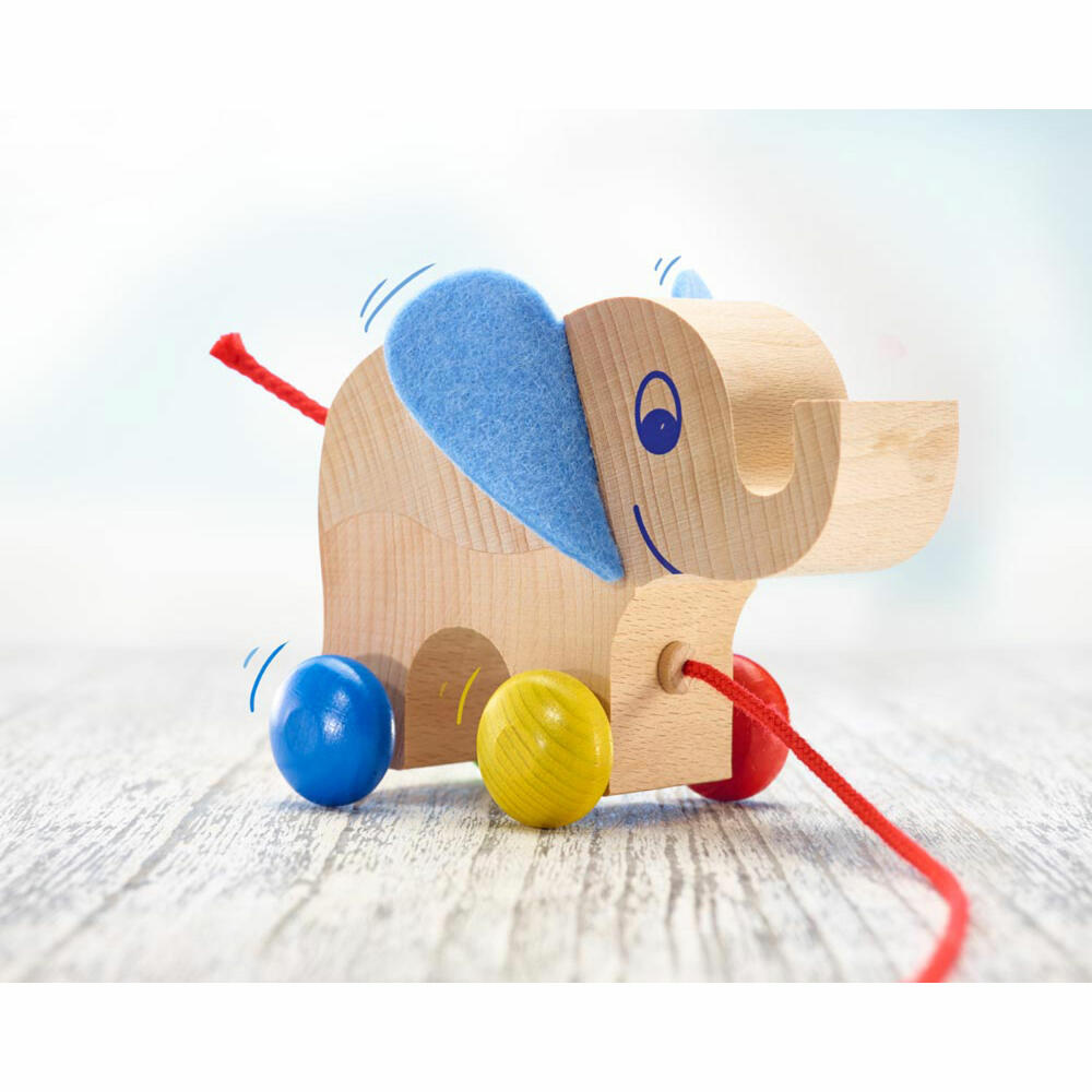 Selecta Toy Yambo Pull-Along Elephant, Push Toy, Toddler Game, Toddler Toy, Wood, 13 cm, 62000