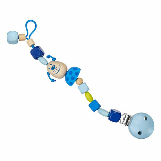 Selecta Toy Benno Dog Pacifier Chain, Pacifier Chain, Baby Game, Baby Toy, Wood, 21 cm, 61054