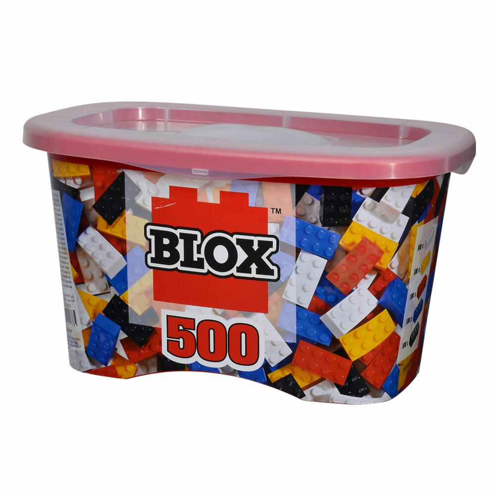 Simba Blox Container 500 bricks in a tin, building blocks, interlocking bricks, compatible with well-known game pieces, 500 pieces, 104114206