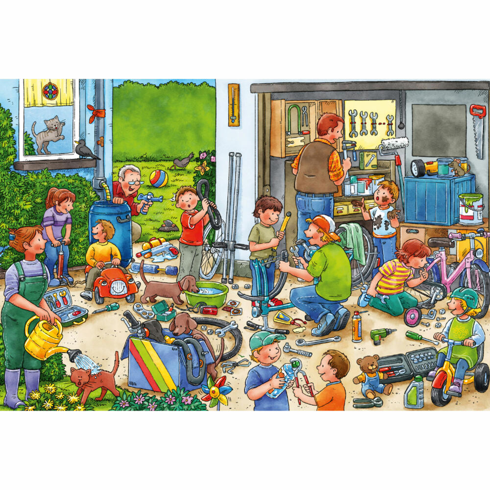 Schmidt Spiele Wo ist die kleine Bohrmaschine?, Kinderpuzzle, Kinder Puzzle, Kinderpuzzles, 3 x 24 Teile, 56417