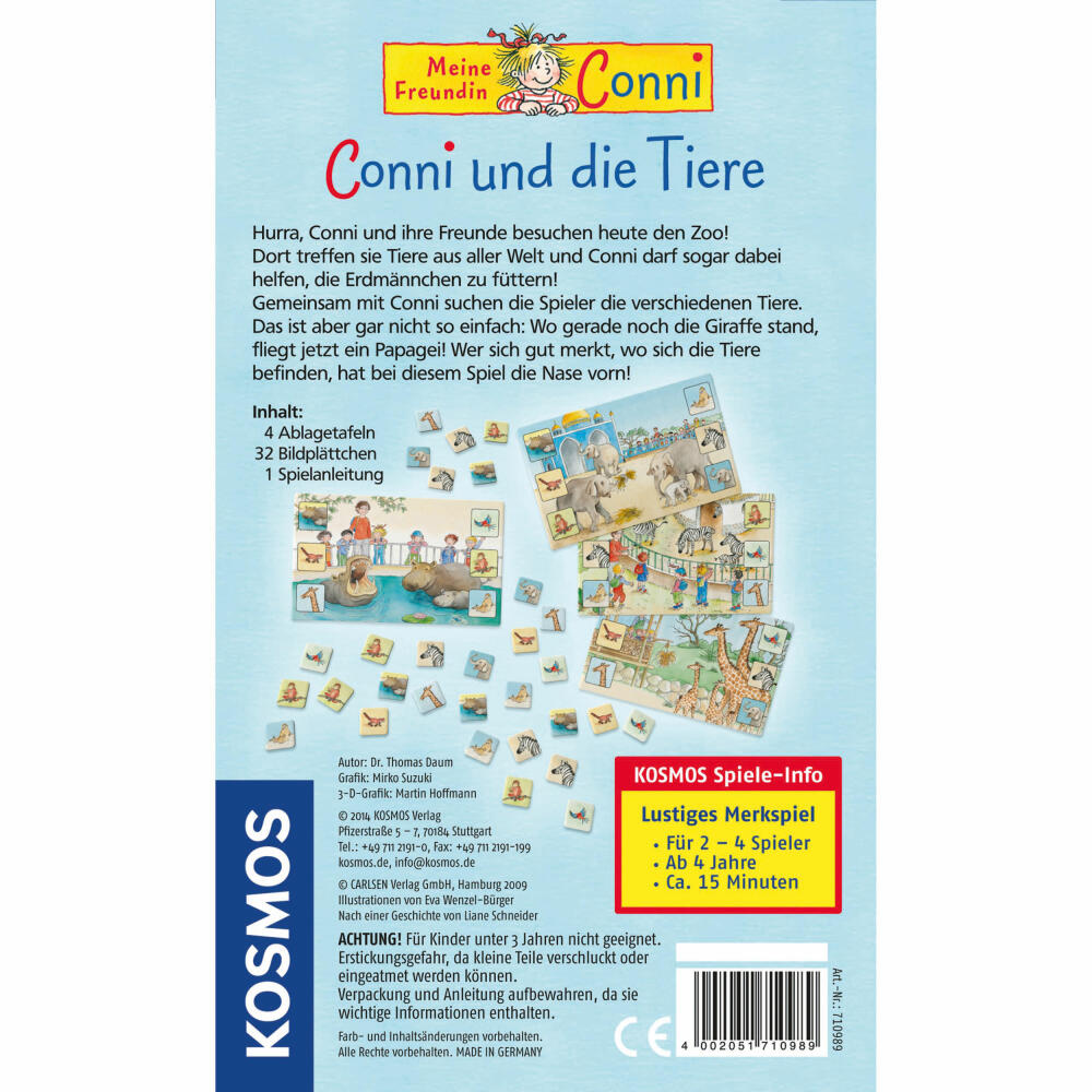 KOSMOS children's games Conni and the animals, memory game, memo game, memory game, from 4 years, 710989