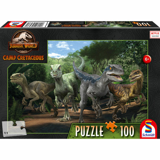 Schmidt Spiele Jurassic World Camp Cretaceous Das Velociraptor Rudel, Kinderpuzzle, Kinder Puzzle, Kinderpuzzles, 100 Teile, 56436