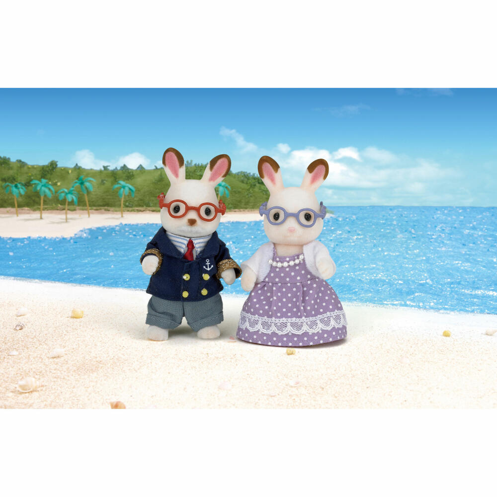 Sylvanian Families Chocolate Bunny Grandparents, Family, Toy Figure, Play Figure, Grandma, Grandpa, Bunny, 5190