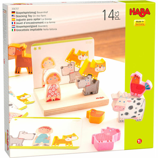 HABA Stapelspielzeug Bauernhof, Stapelspiel, Kinderspiel, Spielzeug, ab 18 Monaten, 1306707001