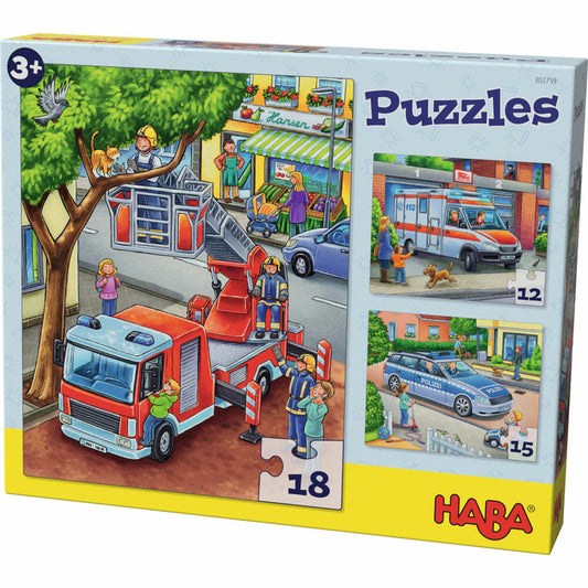 HABA Puzzles Police, Fire Brigade &amp; Co., Children's Puzzle, Puzzle, Children, from 3 years, 1302759001