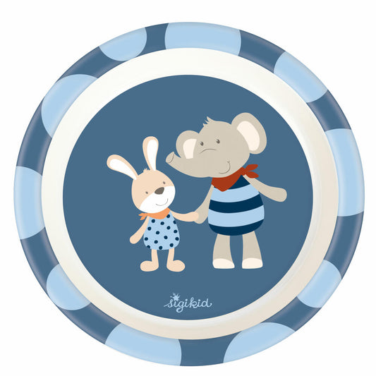 sigikid Lolo Lombardo Teller Elefant, Kinderteller, Speiseteller, Kinder Geschirr, rPET, Blau, Ø 21.5 cm, 25422