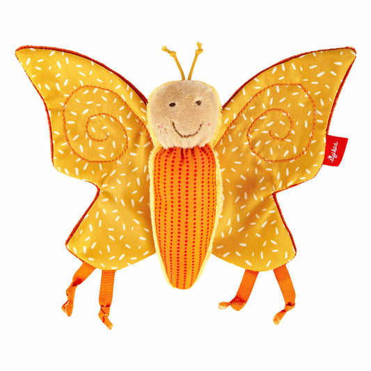 sigikid PlayQ Aktiv Schmetterling, Greifling, Greifspielzeug, Knisterfolie, Polyester, Gelb, 43352