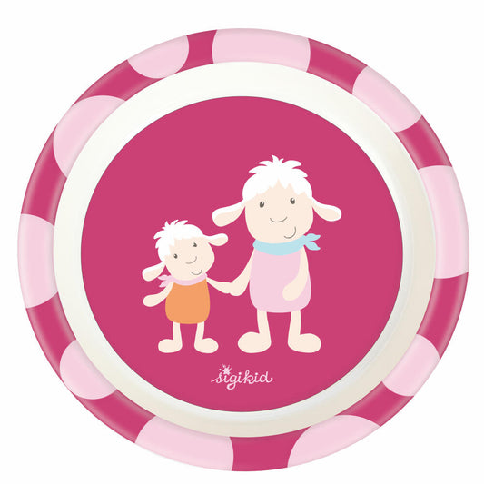 sigikid Schnuggi Teller Schaf, Kinderteller, Speiseteller, Kinder Geschirr, rPET, Pink, Ø 21.5 cm, 25418