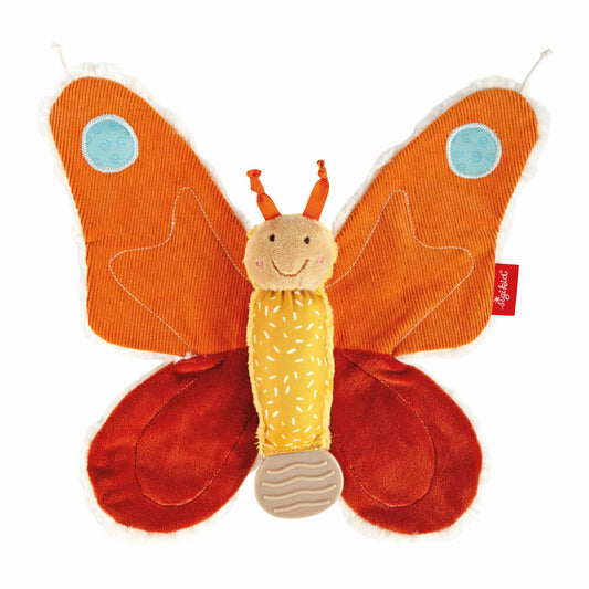 sigikid PlayQ Aktiv Schmetterling, Greifling, Greifspielzeug, Knisterfolie, Polyester, Orange, 43333