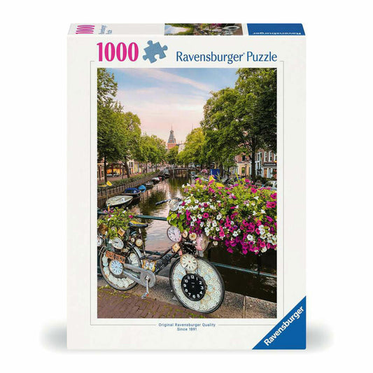 Ravensburger Puzzle Fahrrad und Blumen in Amsterdam, Erwachsenenpuzzle, 1000 Teile, 12000780
