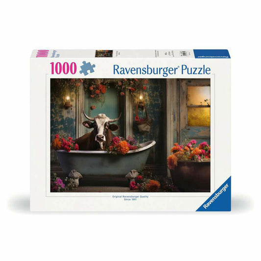 Ravensburger Puzzle The cow in the bathtub, Erwachsenenpuzzle, 1000 Teile, 12000782