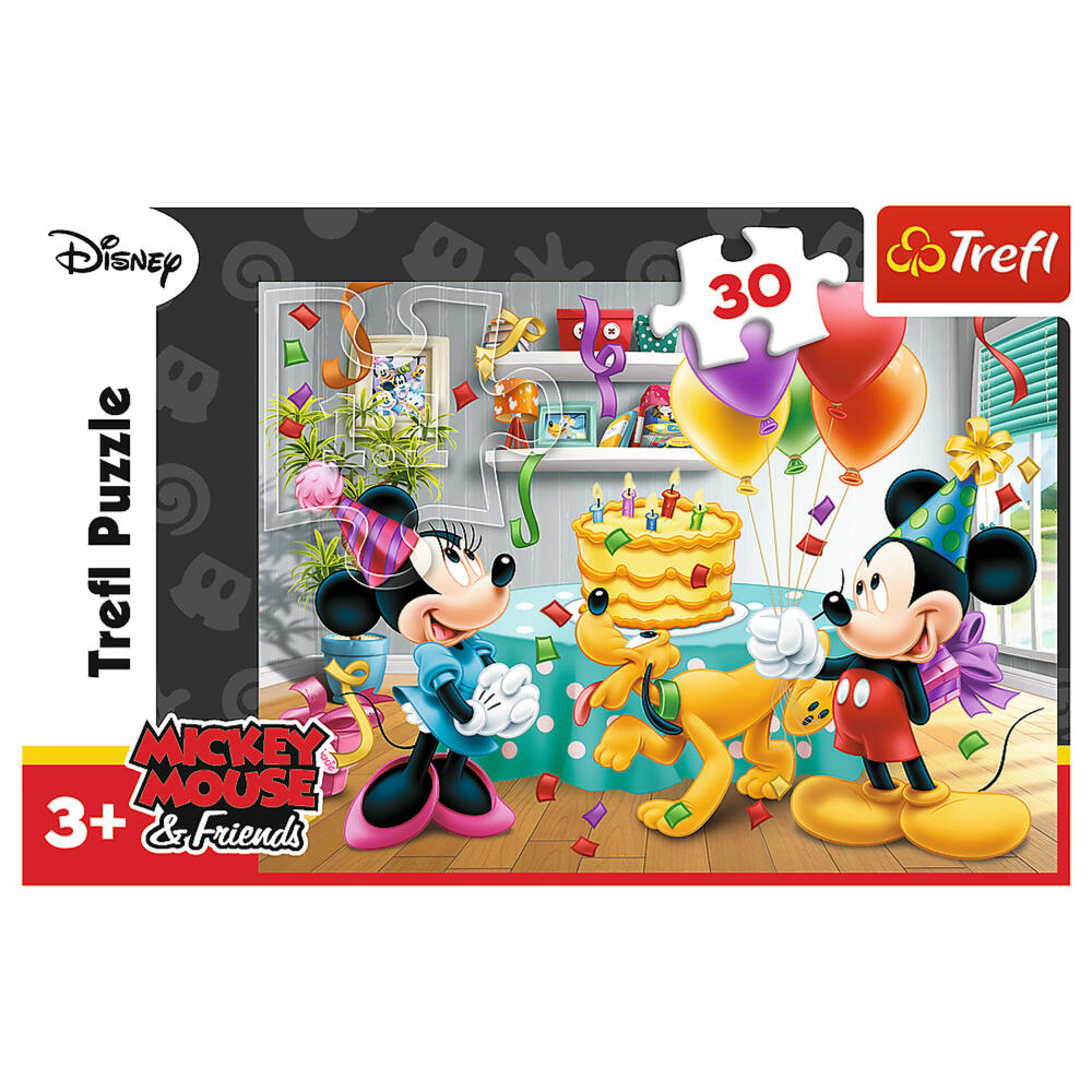 Trefl Puzzle Geburtstagsfeier / Mickey & Minnie, Kinderpuzzle, 30 Teile, 27 x 20 cm, 18211