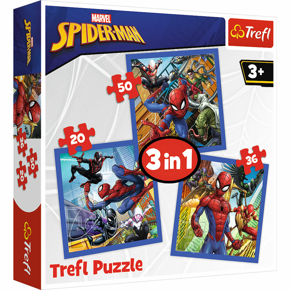 Trefl 3 in 1 Puzzle - Spiderman, 20 + 50 + 36 Teile, 20 x 19.5 cm, 34841