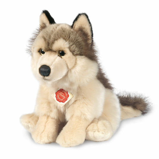 Teddy Hermann Wolf, Kuscheltier, Stofftier, Plüschtier, Waldtier, Wildtier, sitzend, Plüsch, Beige Braun, 29 cm, 92738