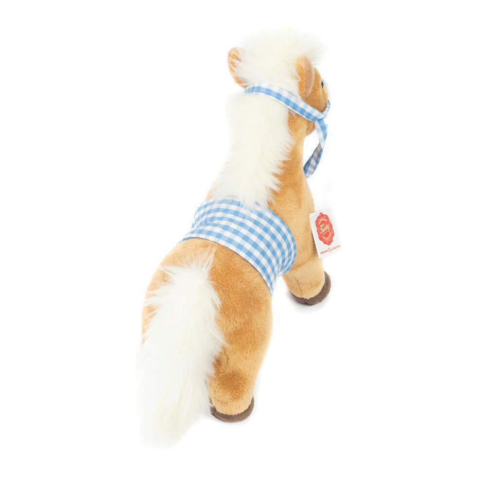 Teddy Hermann Pferd stehend mit Sattel, Kuscheltier, Stofftier, Plüschtier, Bauernhoftier, Plüsch, Braun, 23 cm, 902614