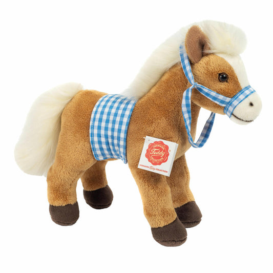 Teddy Hermann Pferd stehend mit Sattel, Kuscheltier, Stofftier, Plüschtier, Bauernhoftier, Plüsch, Braun, 23 cm, 902614