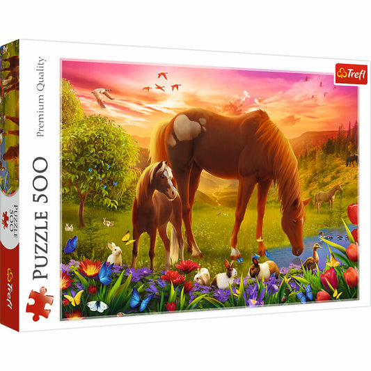 Trefl Puzzle Horses on the Meadow, 500 pieces, 48 ​​x 34 cm, 37451