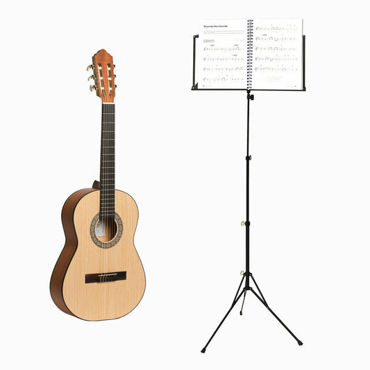 Voggenreiter Gitarren Set, 2-tlg., Konzertgitarre Student KG-1000 1/2, Notenständer NS-100, Akustikgitarre, Notenpult
